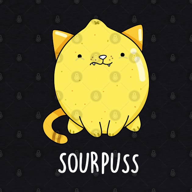 Sour Puss Cute Cat Lemon Pun by punnybone